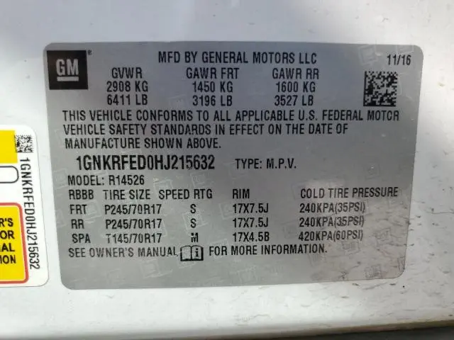 2017 CHEVROLET TRAVERSE LS  