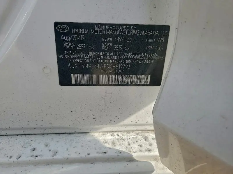 2019 HYUNDAI SONATA LIMITED  