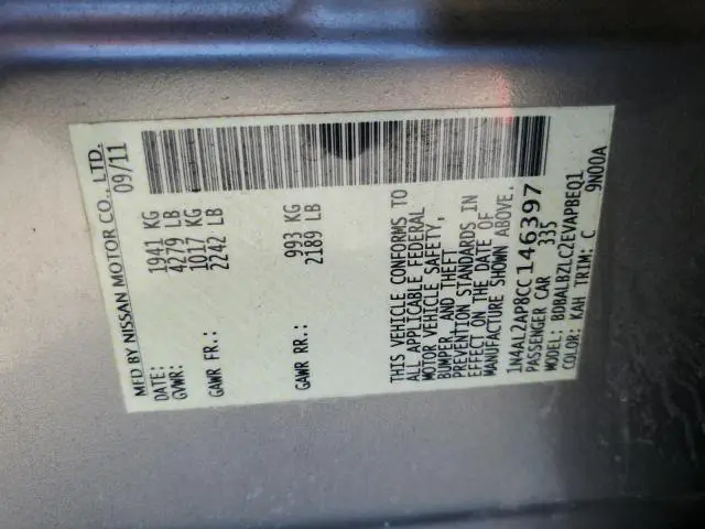 2012 NISSAN ALTIMA BASE  