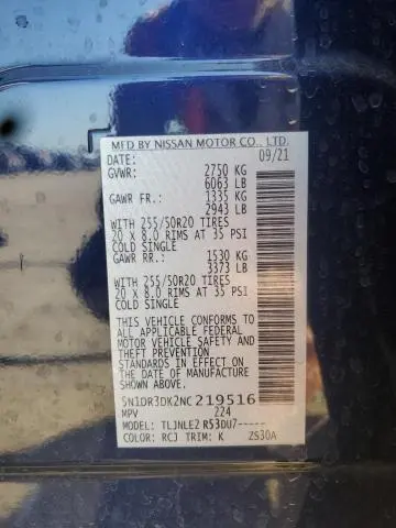 2022 NISSAN PATHFINDER PLATINUM  