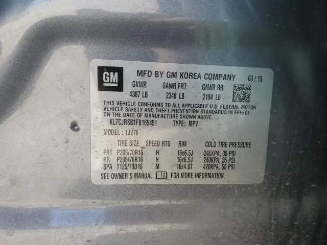 2015 CHEVROLET TRAX 1LT  