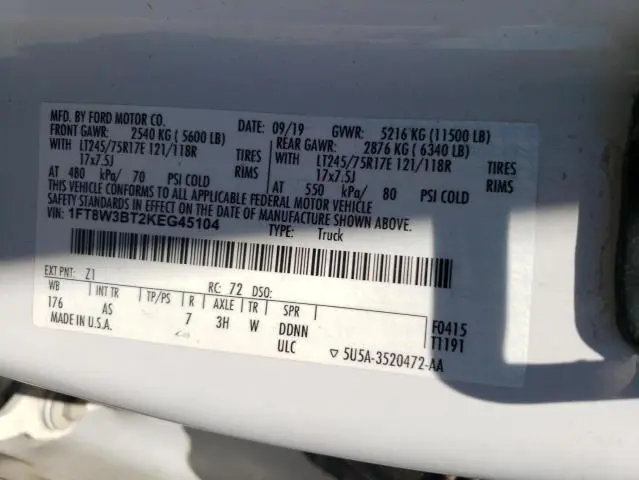 2019 FORD F350 SUPER DUTY  