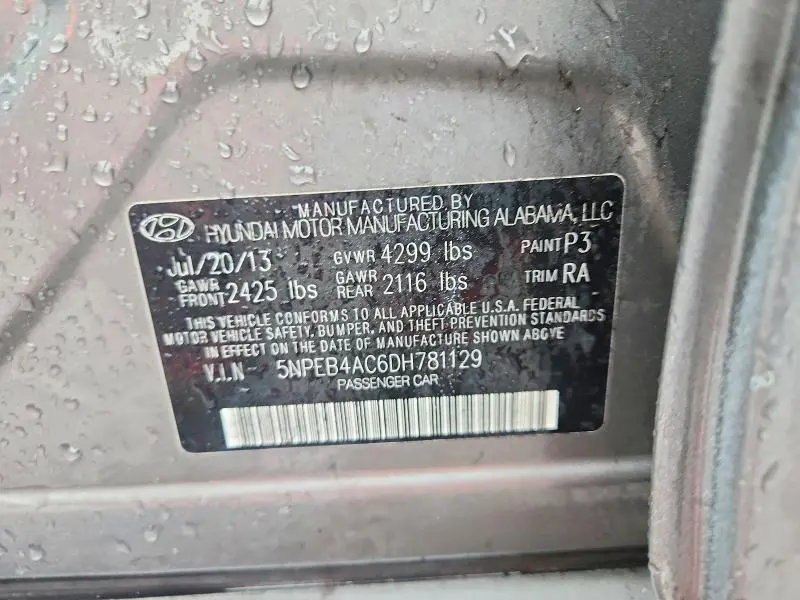 2013 HYUNDAI SONATA GLS  