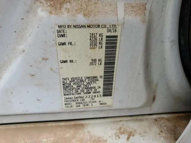 2016 NISSAN ALTIMA 2.5  