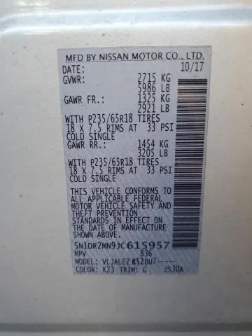 2018 NISSAN PATHFINDER S  