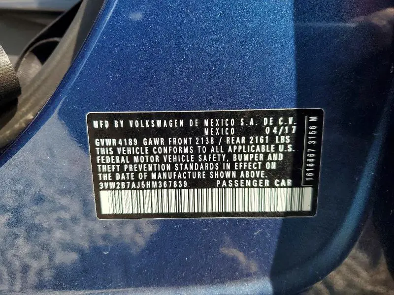 2017 VOLKSWAGEN JETTA S  