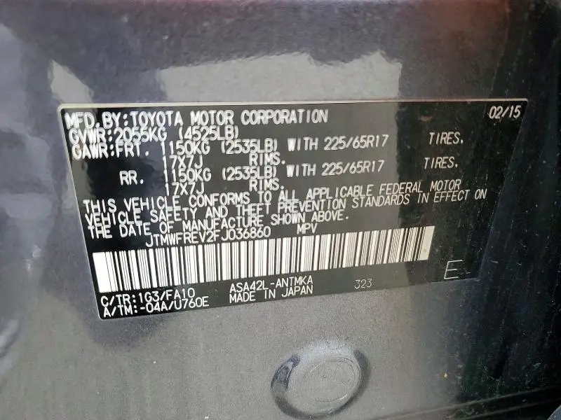 2015 TOYOTA RAV4 XLE  