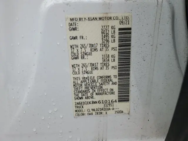 2022 NISSAN FRONTIER S  