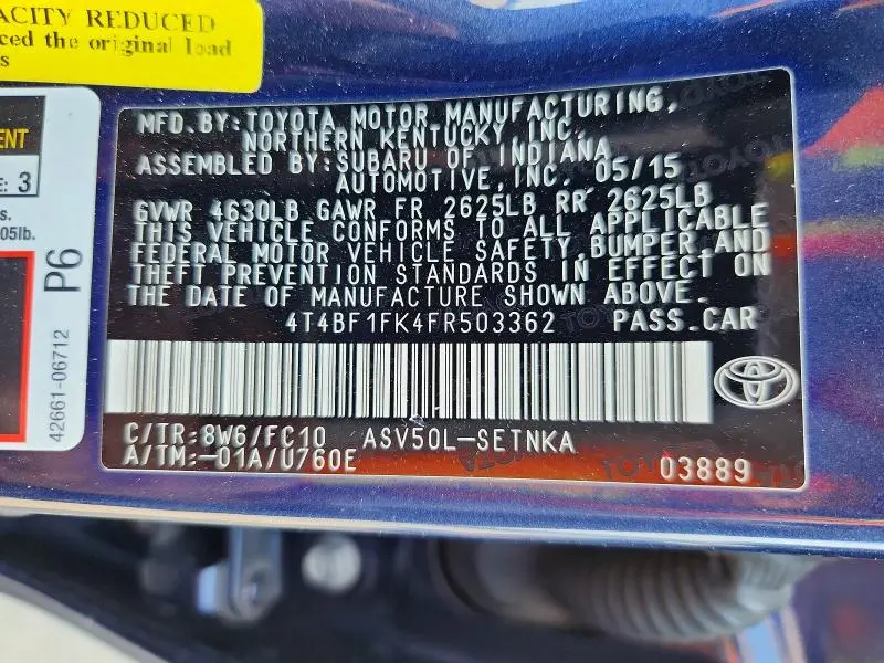 2015 TOYOTA CAMRY LE  