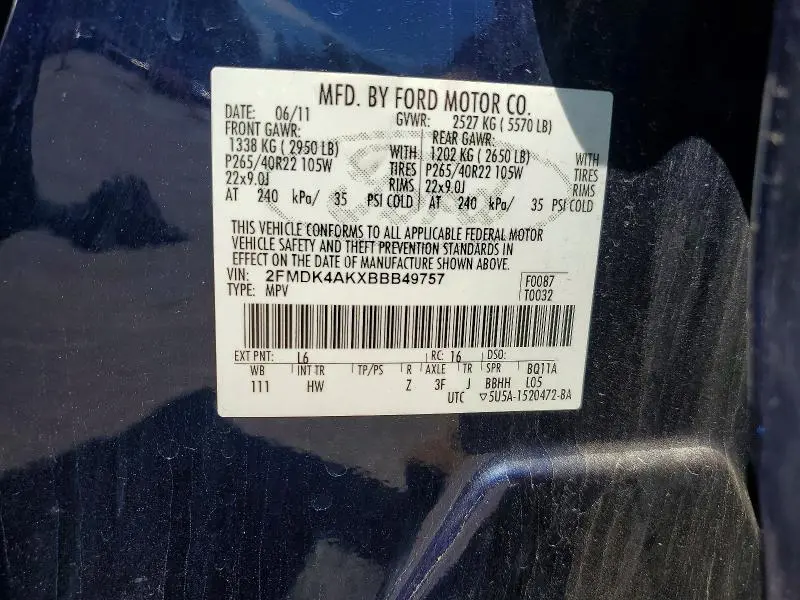 2011 FORD EDGE SPORT  