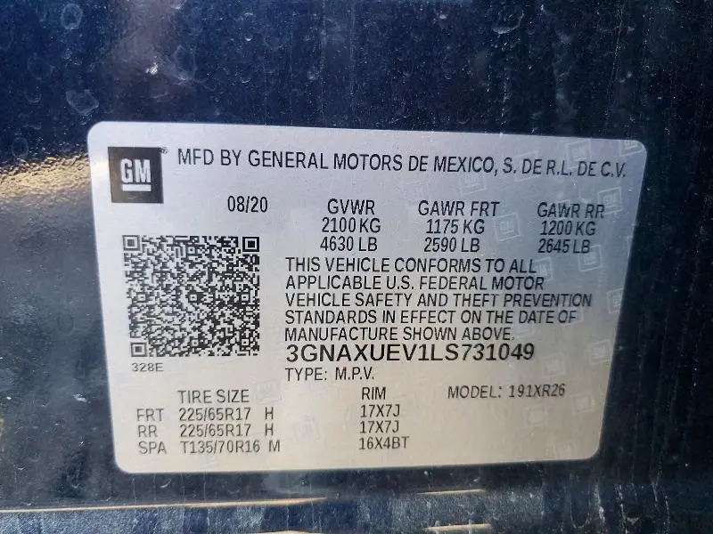 2020 CHEVROLET EQUINOX LT  