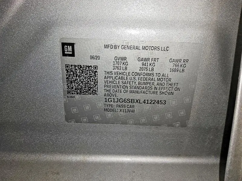 2020 CHEVROLET SONIC   