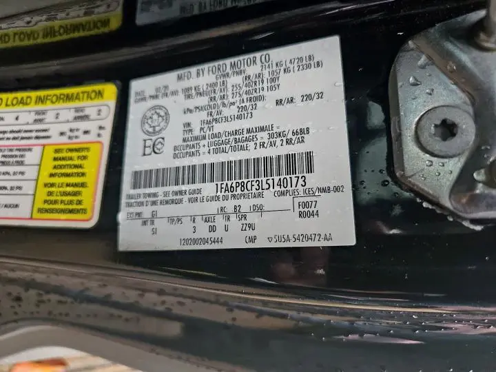 2020 FORD MUSTANG GT  