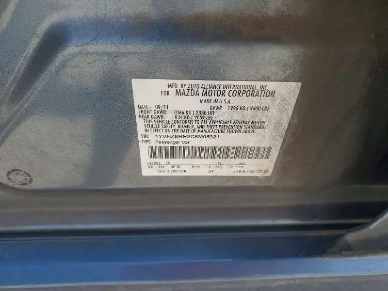 2012 MAZDA 6 I  