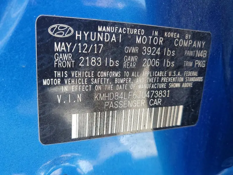2018 HYUNDAI ELANTRA SEL  