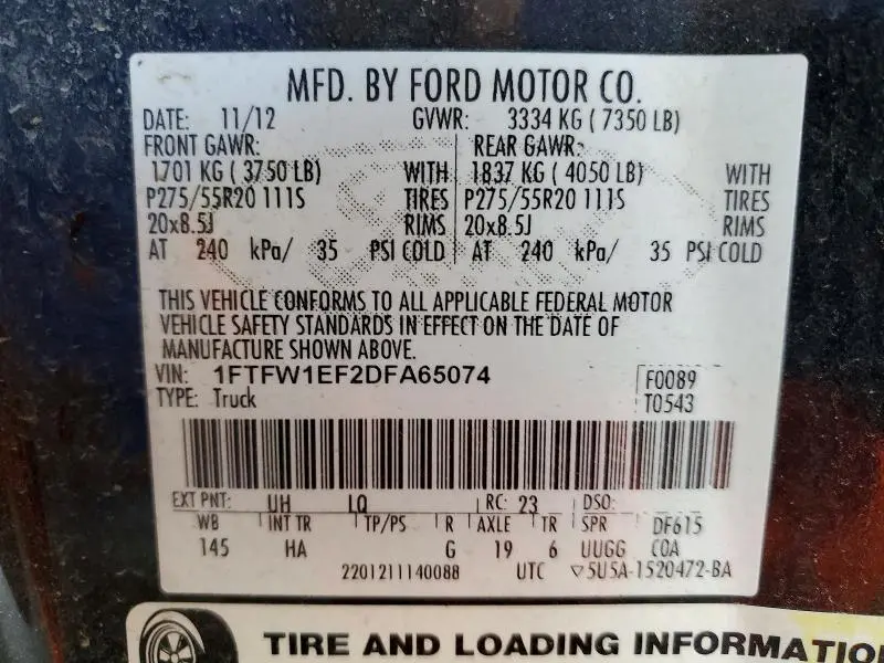2013 FORD F150 SUPERCREW  
