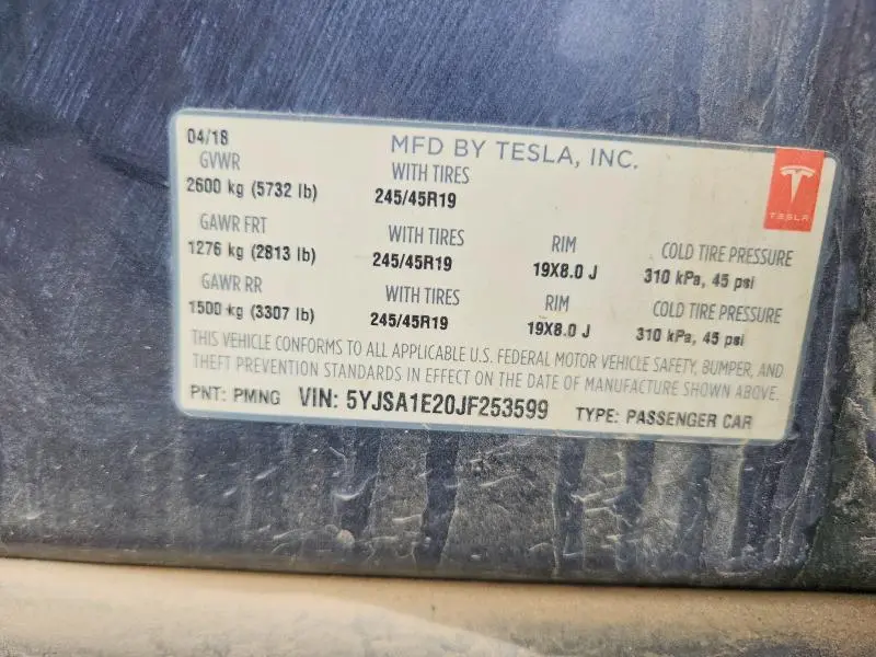 2018 TESLA MODEL S   