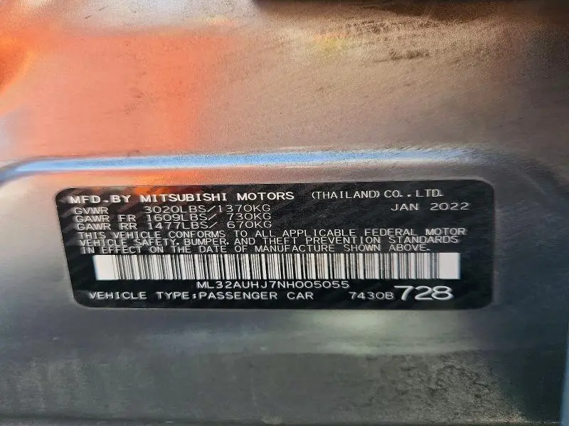 2022 MITSUBISHI MIRAGE ES  