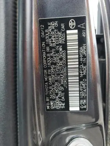 2012 TOYOTA PRIUS C   