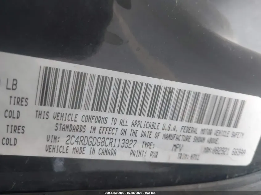 2012 DODGE GRAND CARAVAN CREW