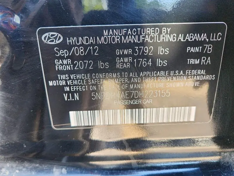 2013 HYUNDAI ELANTRA LIMITED  