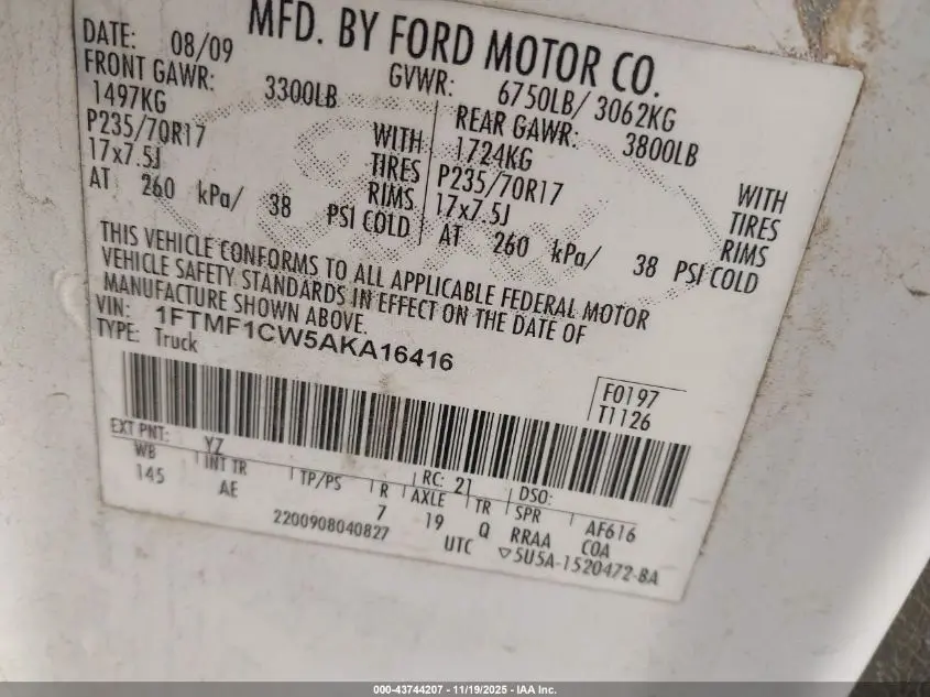 2010 FORD F-150 STX/XL/XLT