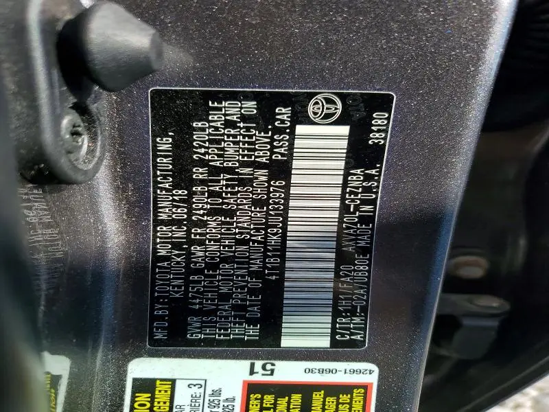 2018 TOYOTA CAMRY LE  