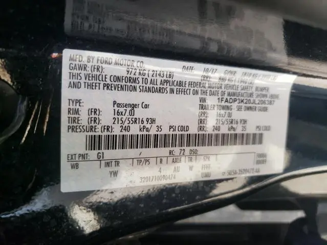 2018 FORD FOCUS SE  