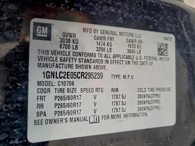 2012 CHEVROLET TAHOE POLICE  