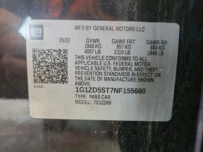 2022 CHEVROLET MALIBU LT  