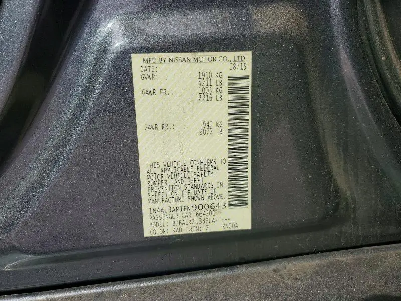 2015 NISSAN ALTIMA 2.5 SL  