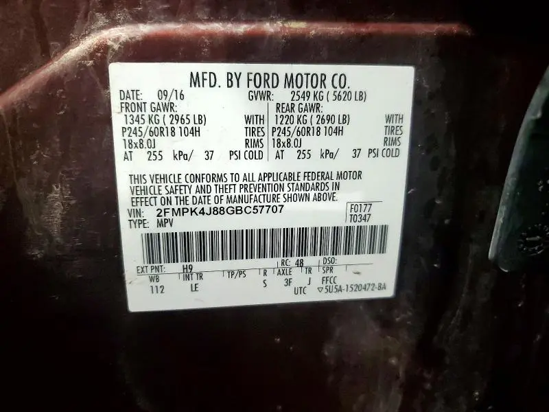 2016 FORD EDGE SEL  