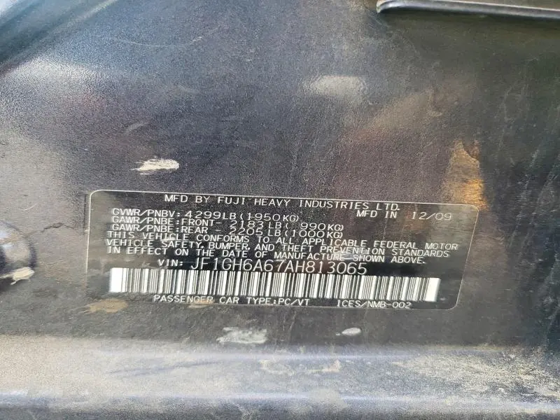 2010 SUBARU IMPREZA 2.5I  