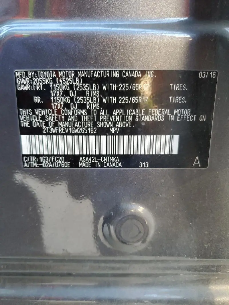 2016 TOYOTA RAV4 XLE  