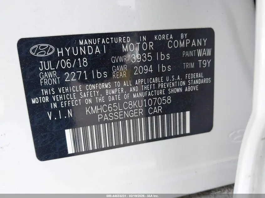 2019 HYUNDAI IONIQ HYBRID BLUE