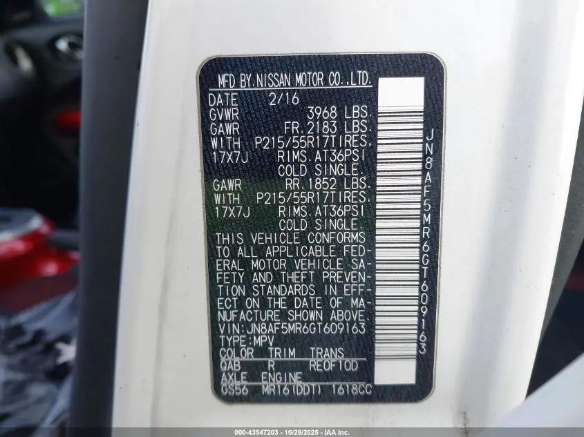 2016 NISSAN JUKE NISMO/S/SL/SV