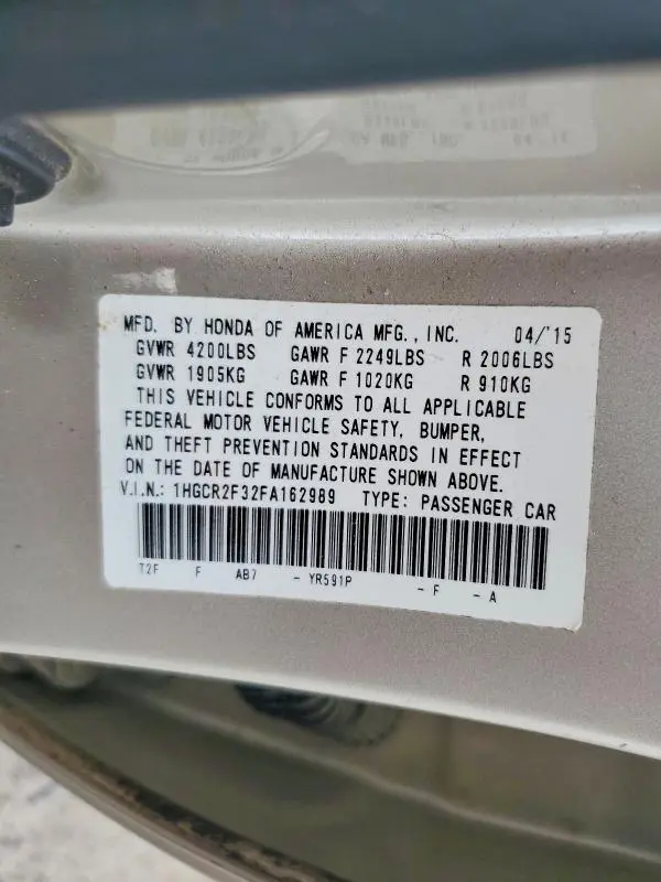 2015 HONDA ACCORD LX  