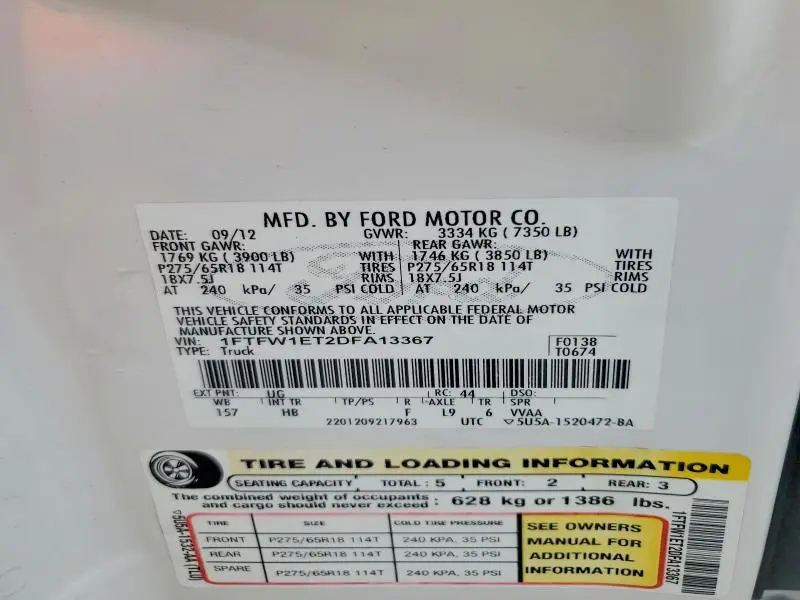 2013 FORD F150 SUPERCREW  