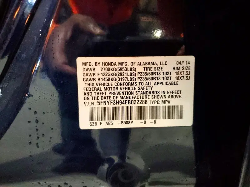2014 HONDA PILOT TOURING  