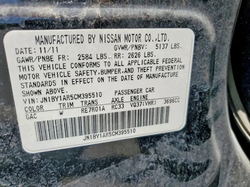 2012 INFINITI M37 X  