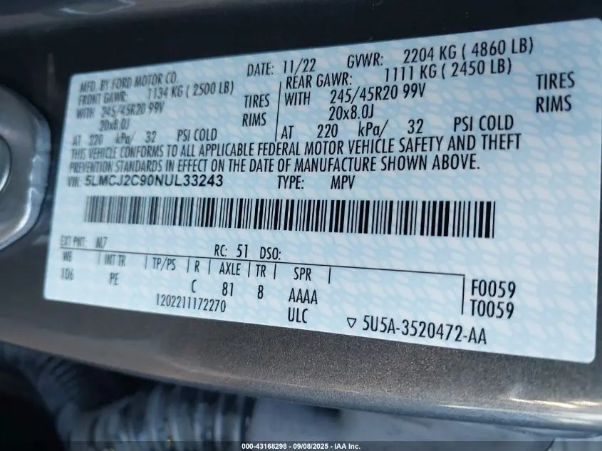 2022 LINCOLN CORSAIR RESERVE