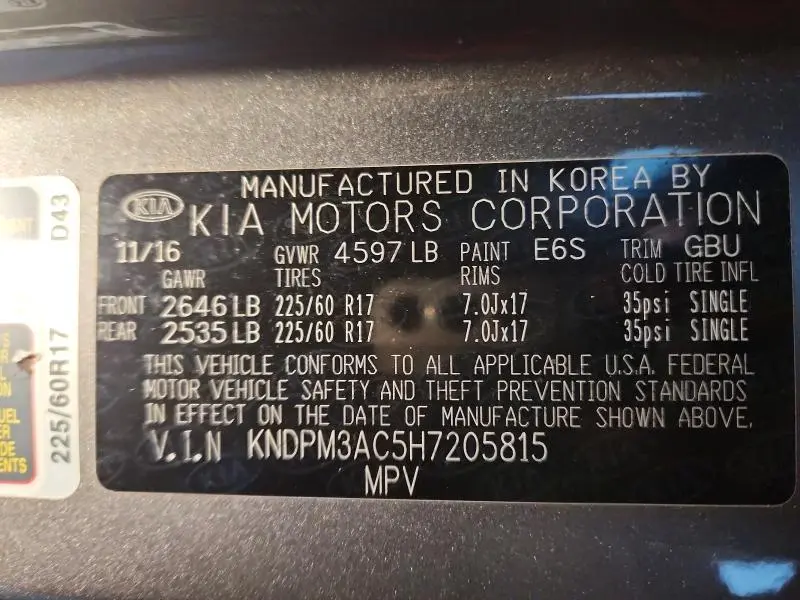 2017 KIA SPORTAGE LX  
