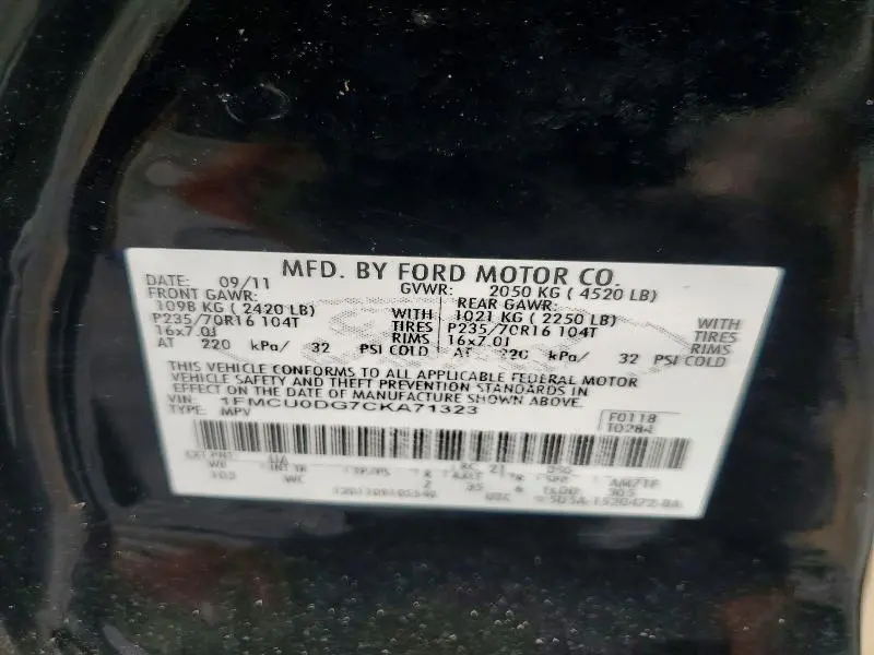 2012 FORD ESCAPE XLT  