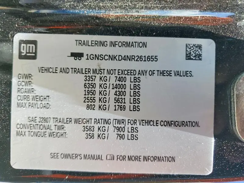 2022 CHEVROLET TAHOE C1500 LT  