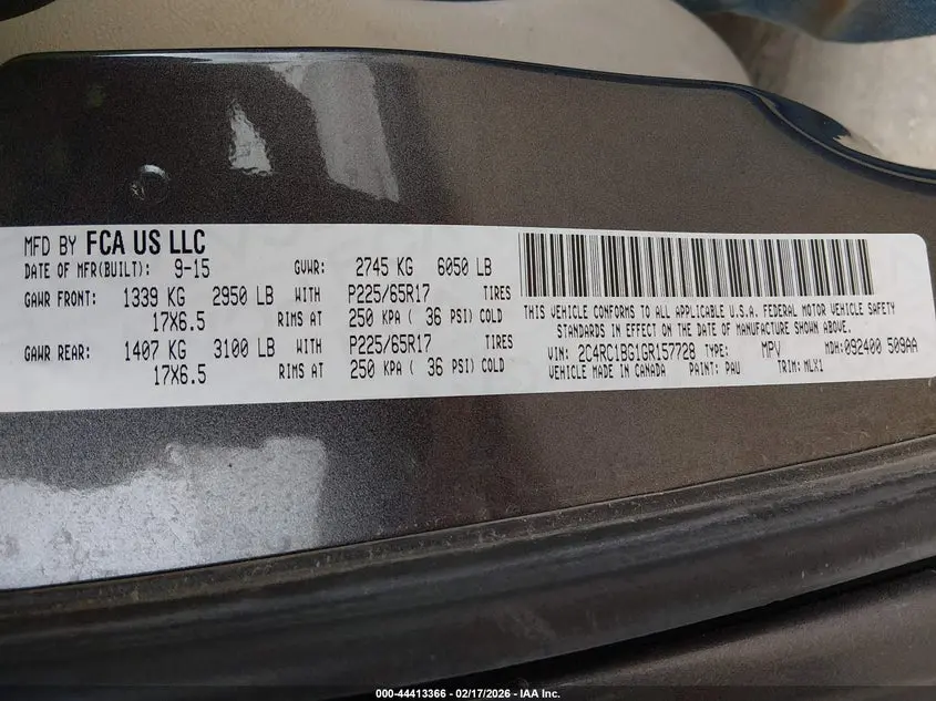 2016 CHRYSLER TOWN & COUNTRY TOURING