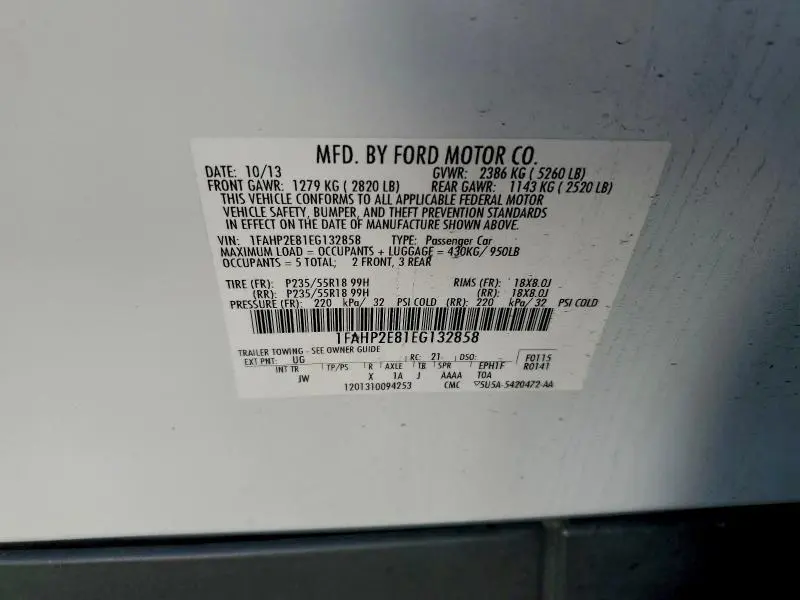 2014 FORD TAURUS SEL  