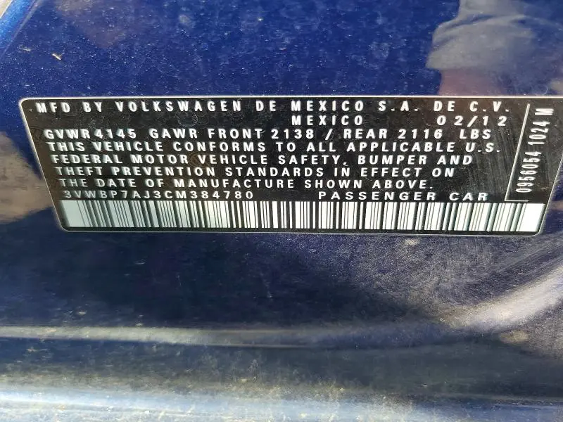 2012 VOLKSWAGEN JETTA SE  