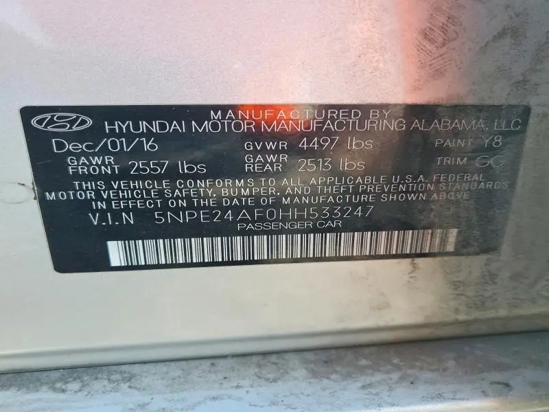2017 HYUNDAI SONATA SE  