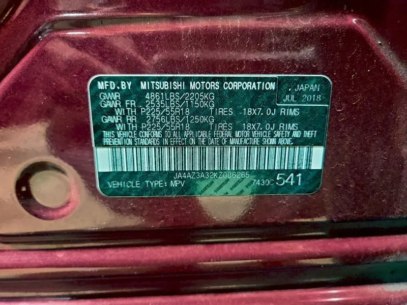 2019 MITSUBISHI OUTLANDER SE  