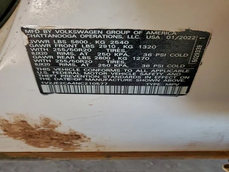 2022 VOLKSWAGEN ATLAS CROSS SPORT SE  